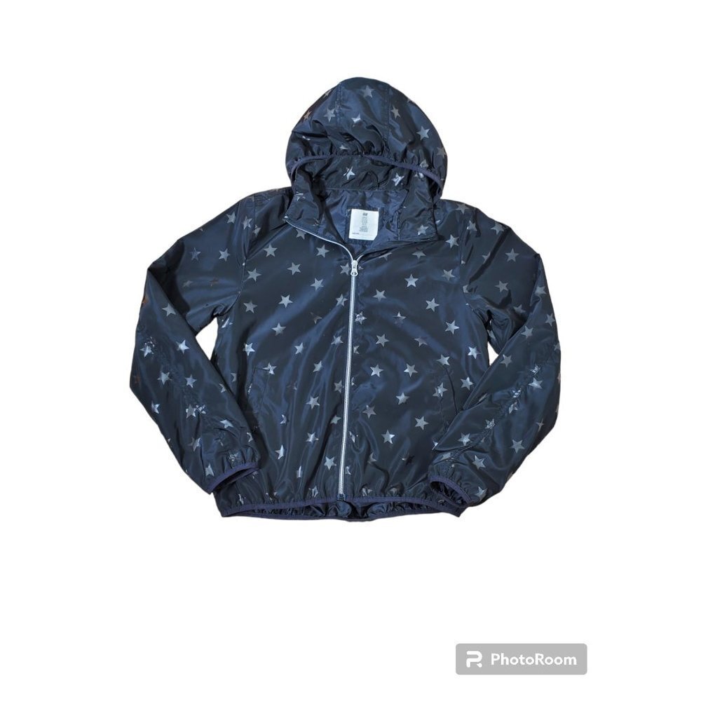 H&M Girls Wind Breaker Jacket Raincoat Size 13-14Y In Black